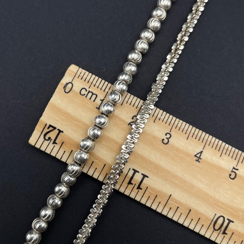 Sterling Silver Bracelet Stack Bundle Twist Chain Beaded Chain Lot - Picture 9 of 11